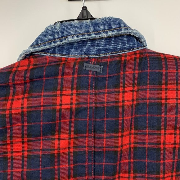 Blank NYC Reversible Jacket Plaid Denim Red Blue American Pie - Picture 11 of 16